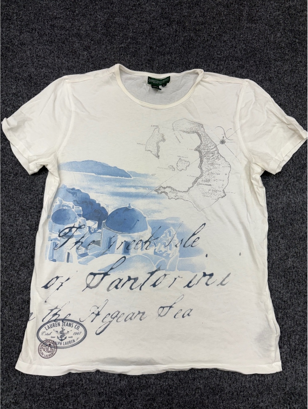 Lauren Jeans Company Ralph Lauren White Graphic T-Shirt Map